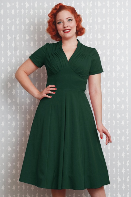 Miss Candyfloss - 50s Elena Gia Swing Dress in Emerald 4