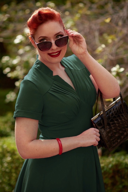 Miss Candyfloss - 50s Elena Gia Swing Dress in Emerald 3