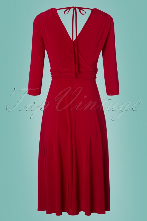 Vintage Chic for Topvintage - Lenora midi-jurk in lippenstiftrood 3
