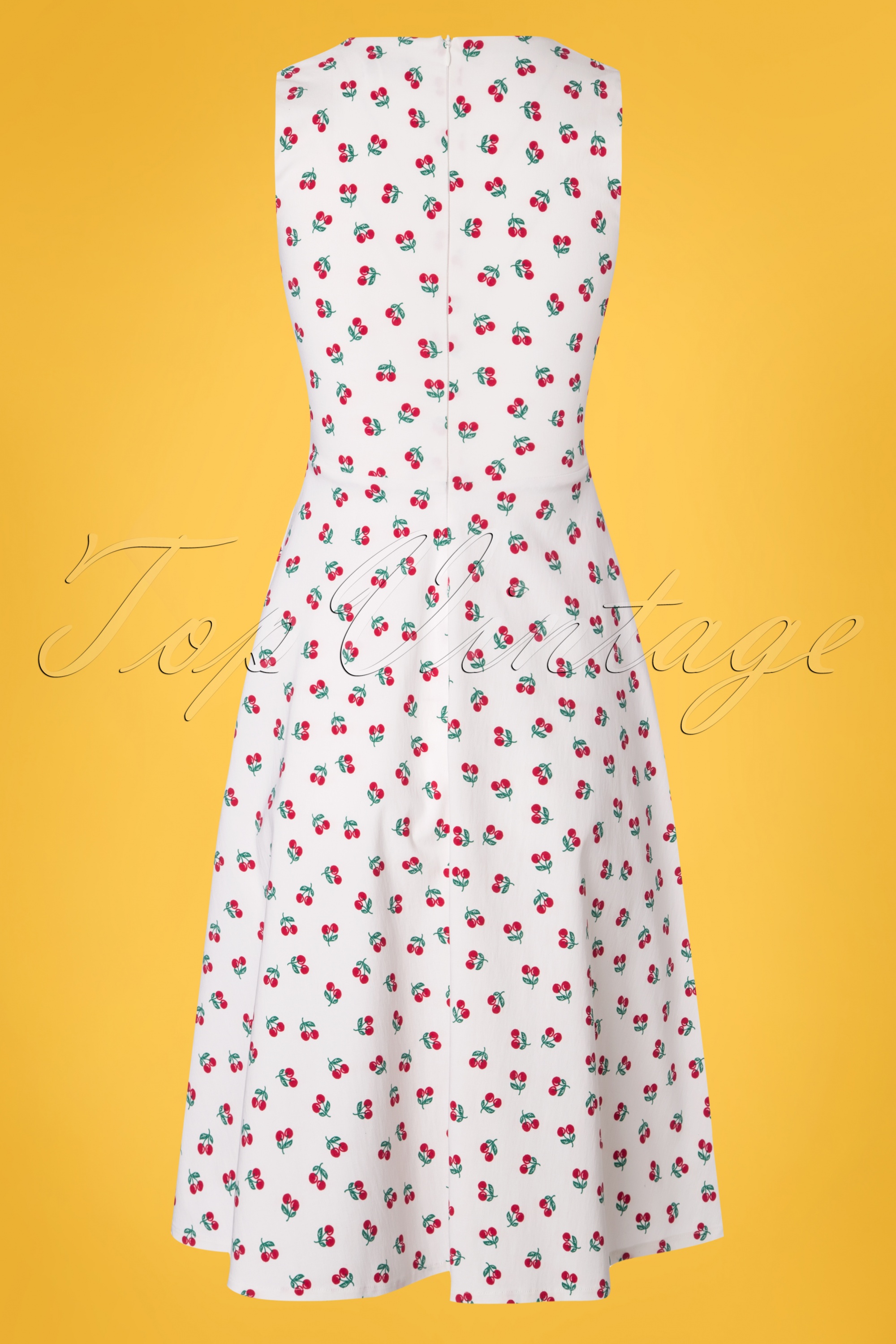 Vintage Chic for Topvintage - Kersen swingjurk in wit 5