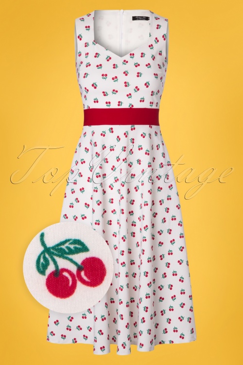 Vintage Chic for Topvintage - 50s Cherry Swing Dress in White 2