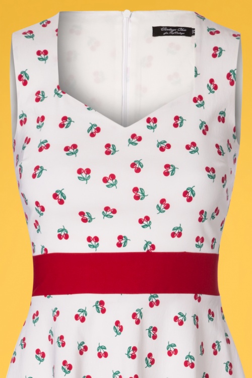 Vintage Chic for Topvintage - Cherry Swing-Kleid in Weiß 3