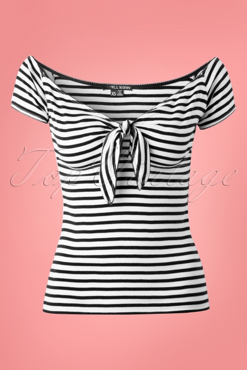 Bunny - 50s Dolly Striped Top in Black and White 2