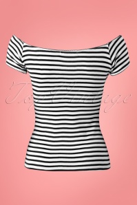 Bunny - 50s Dolly Striped Top in Black and White 3