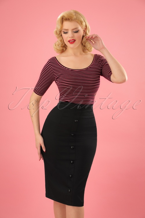 Collectif Clothing - 50s Bettina Pencil Skirt in Black