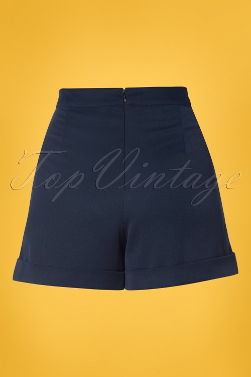 Banned Retro - 50s Betsey Shorts in Navy 3