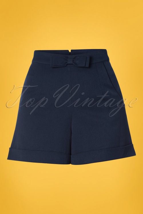 Banned Retro - 50s Betsey Shorts in Navy 2