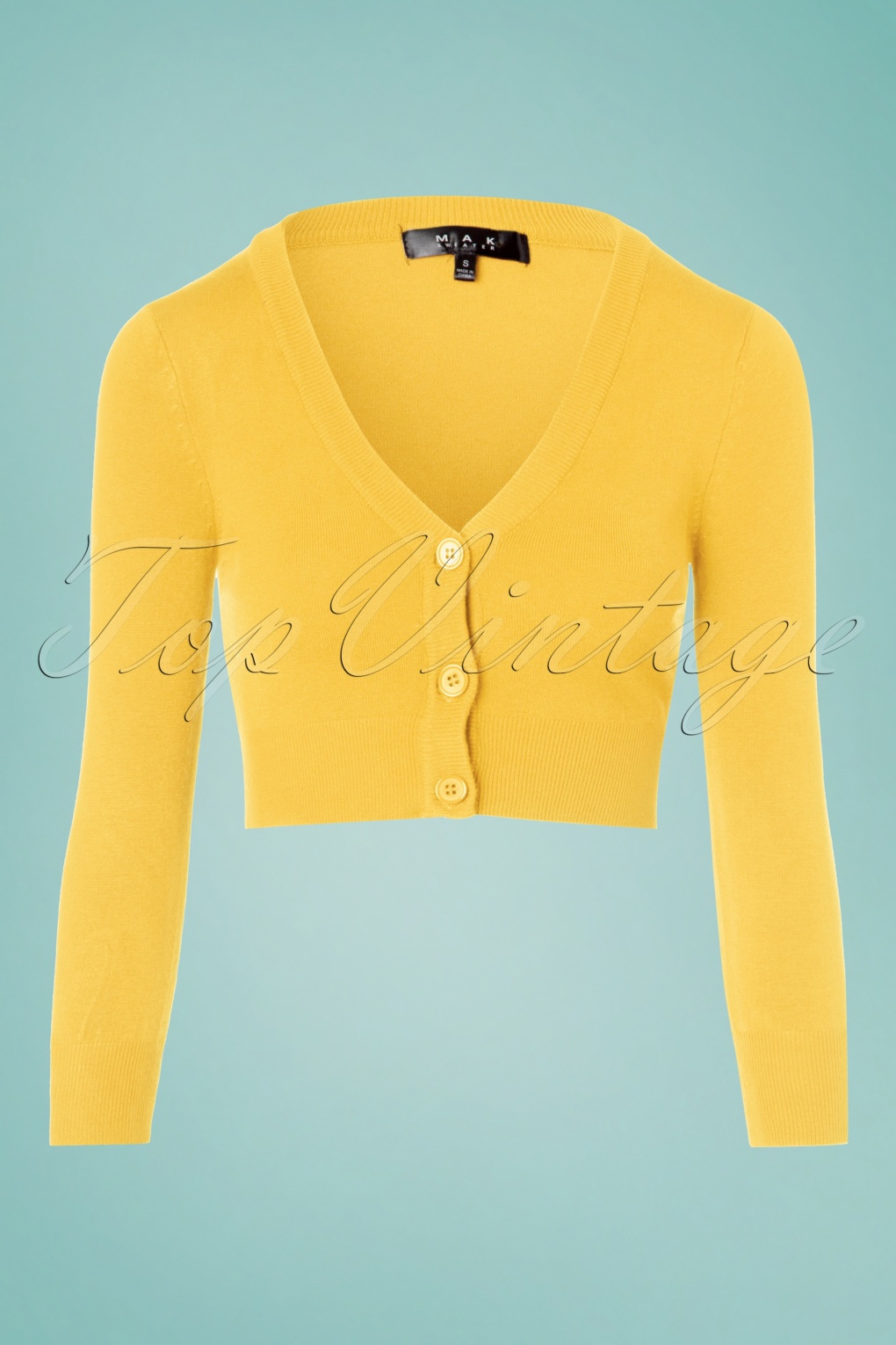 shela cropped cardigan années 50 en jaune