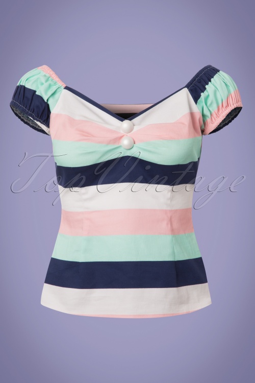 Collectif Clothing - Dolores Top Carmen in Candy Strepen 2