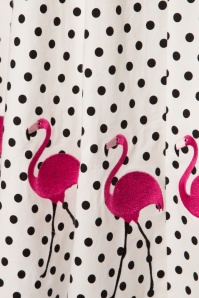 Collectif Clothing - Fancy flamingo-swingrok in wit 4