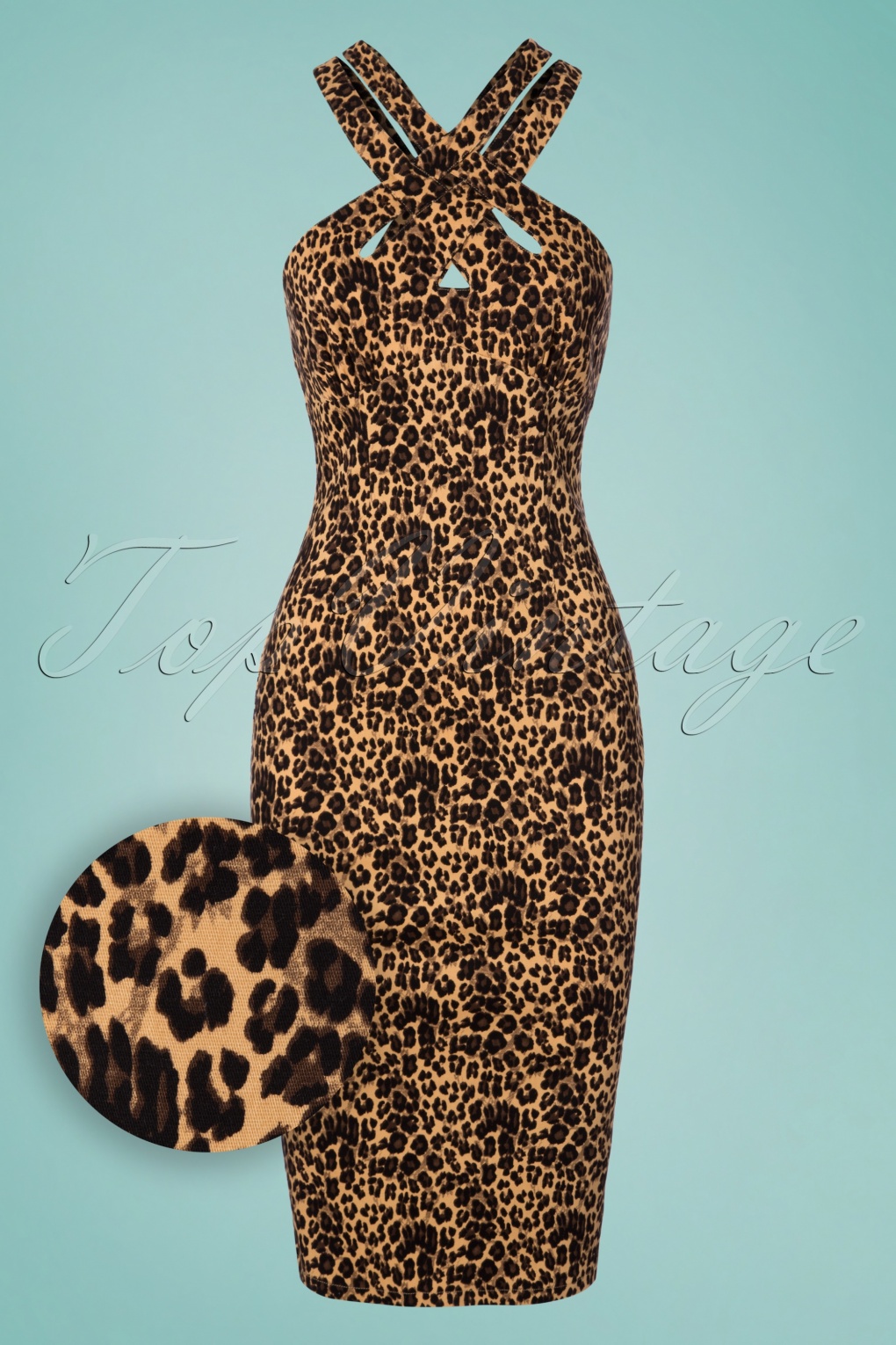 50s Lauren Pencil Dress in Leopard