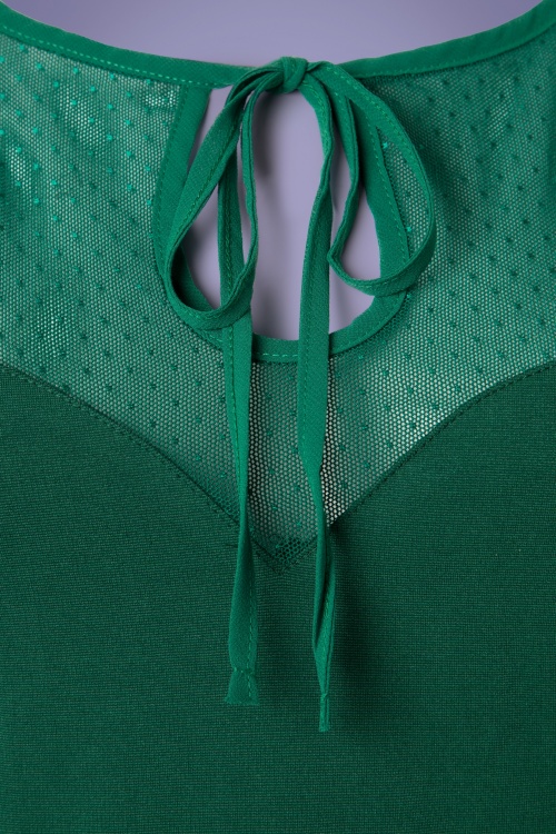 Vixen - 50s Pam Mesh Top in Emerald Green 3