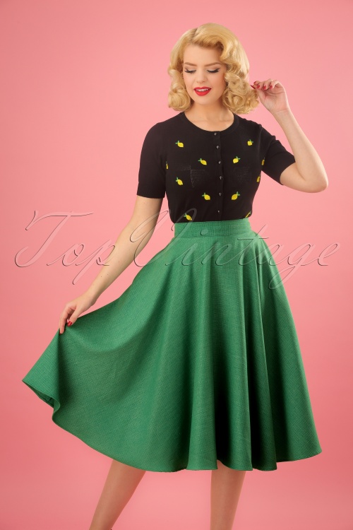 Vixen - 50s Sandy Swing Skirt in Green