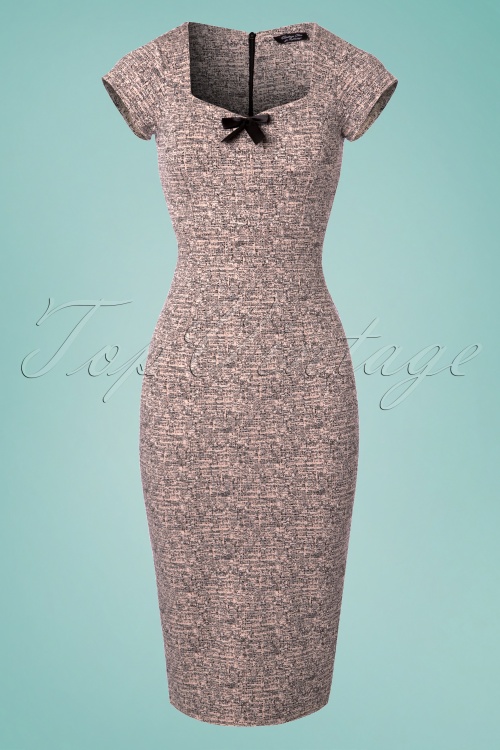 Vintage Chic for Topvintage - Josie Bow Pencil Dress Années 50 en Mélange Rose