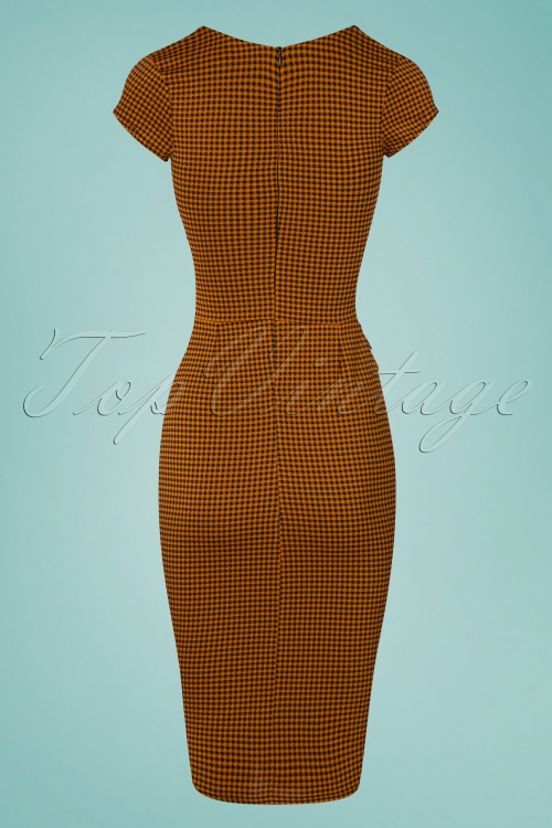 Vintage Chic for Topvintage - Laila Gingham Pencil Dress Années 50 en Jaune Ambré 3