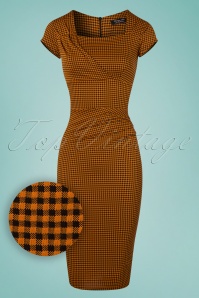 Vintage Chic for Topvintage - 50s Laila Gingham Pencil Dress in Amber 2