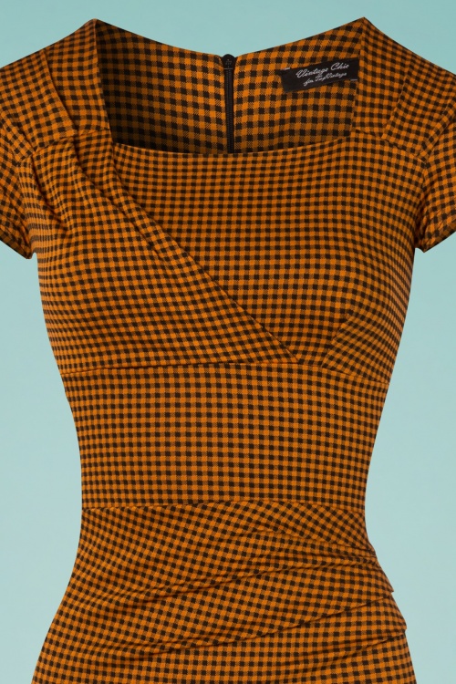 Vintage Chic for Topvintage - 50s Laila Gingham Pencil Dress in Amber 4