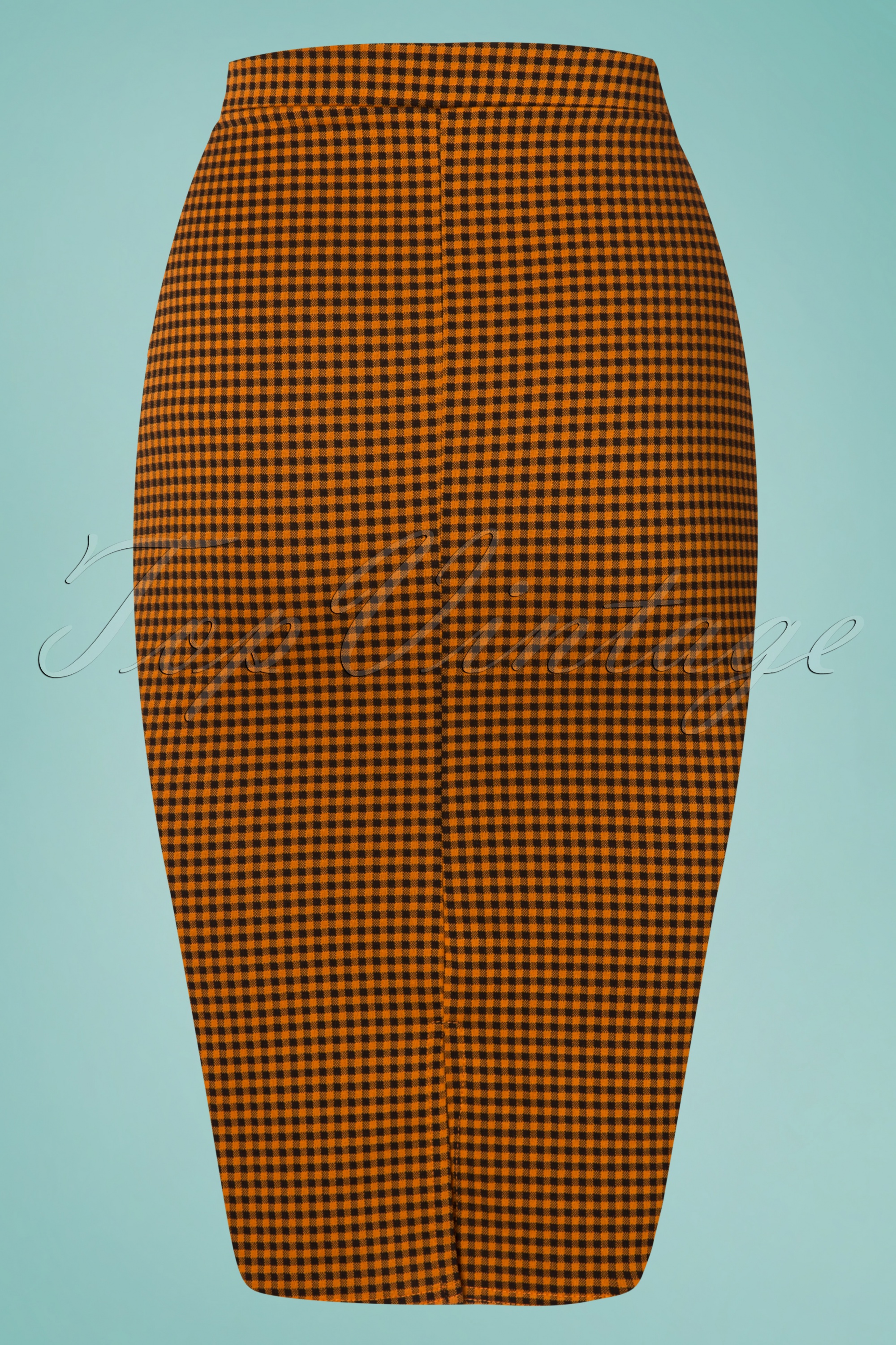 Vintage Chic for Topvintage - pencilrok met Luann Gingham-ruit in amber 3