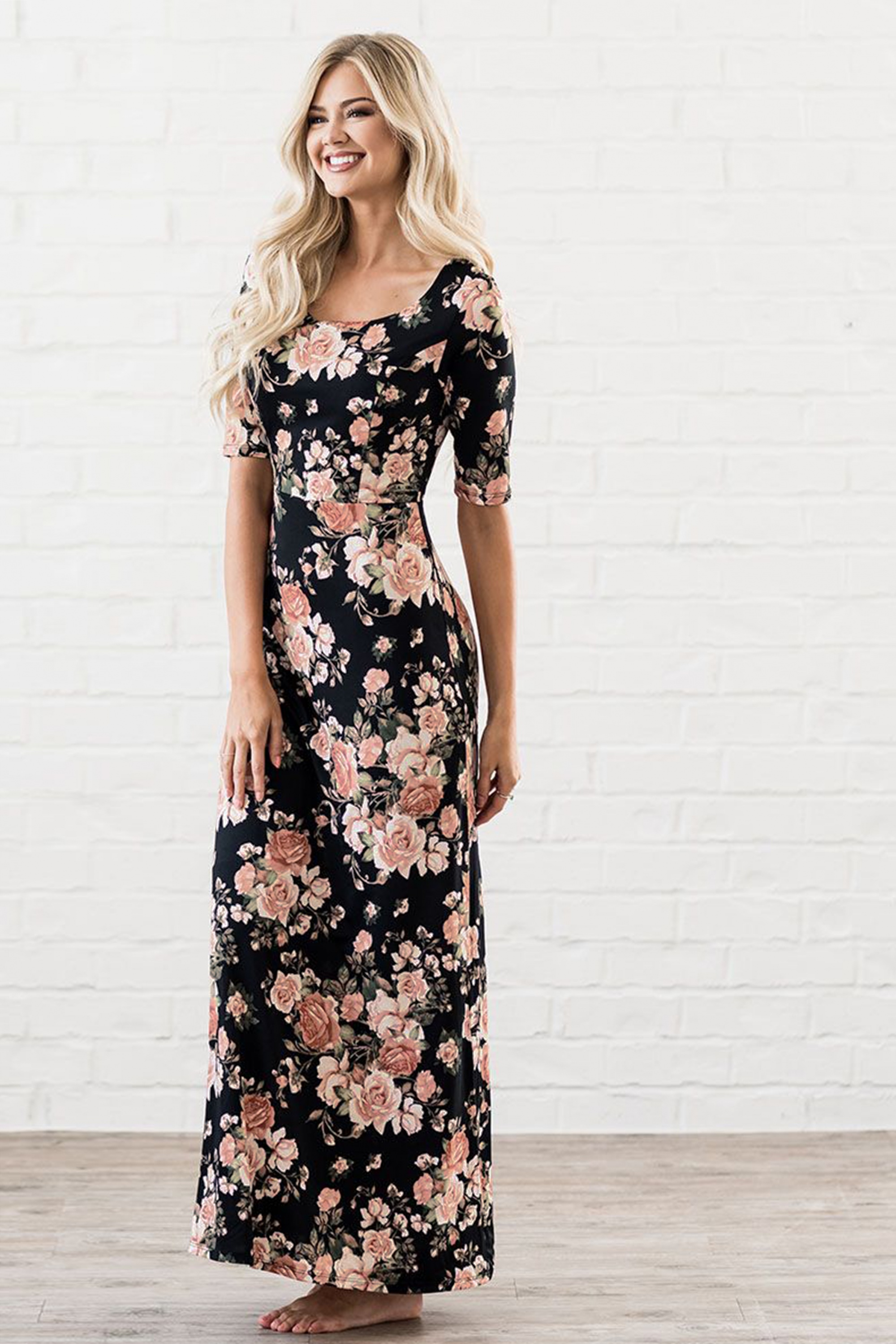 Mikarose 70s Michelle Floral Maxi Dress in Black Shop at Topvintage