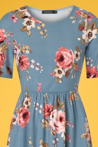 Mikarose - 60s Natalie Floral Dress in Dusty Blue 5