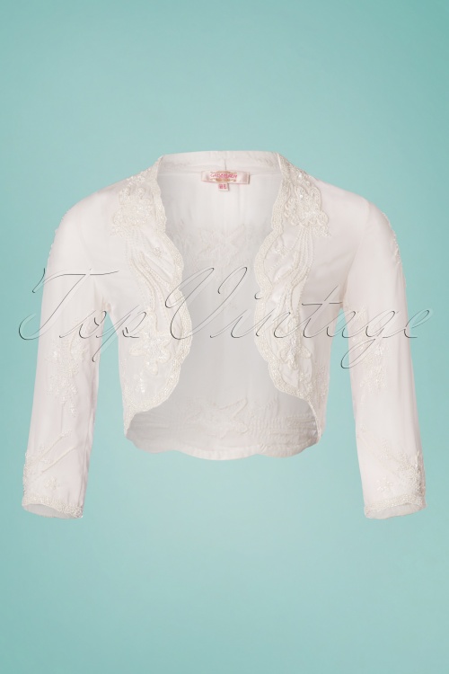 GatsbyLady - Mary Beaded Bolero Années 20 en Ivoire