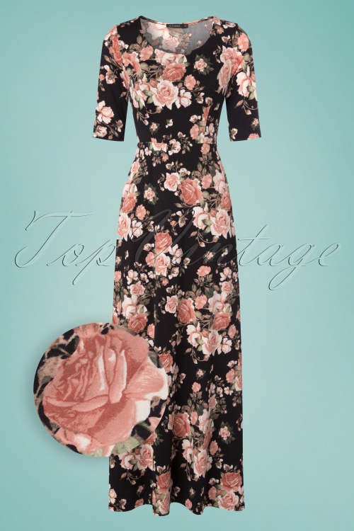Mikarose - 70s Michelle Floral Maxi Dress in Black 2