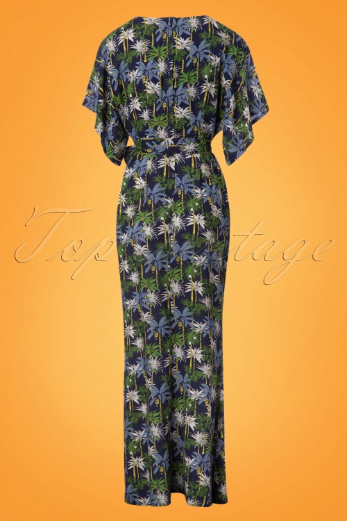 Collectif Clothing - 70s Kelly Palm Tree Maxi Dress in Navy 4