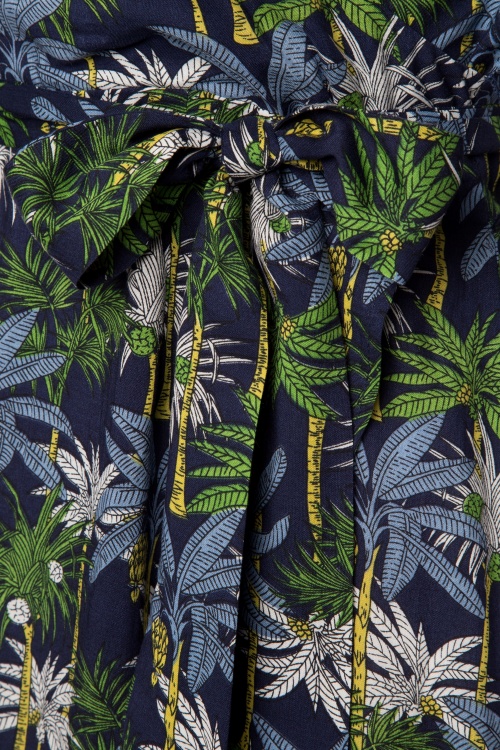 Collectif Clothing - 70s Kelly Palm Tree Maxi Dress in Navy 3