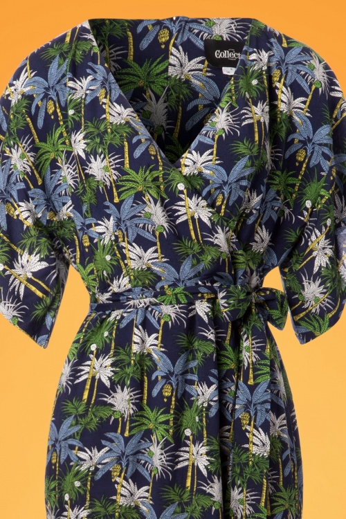 Collectif Clothing - 70s Kelly Palm Tree Maxi Dress in Navy 2