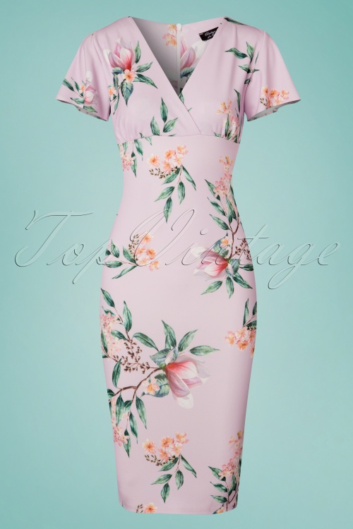 Vintage Chic for Topvintage - 50s Lilly Floral Pencil Dress in Lilac 3