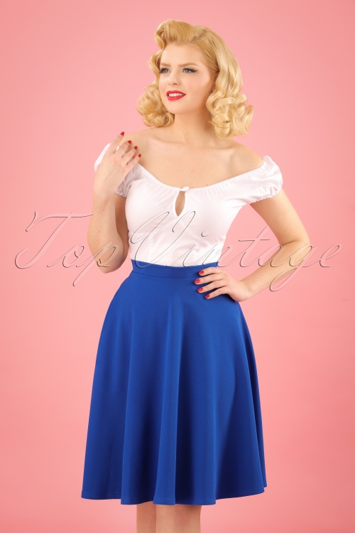 Vintage Chic for Topvintage - Sheila Swing Skirt Années 50 en Bleu Roi