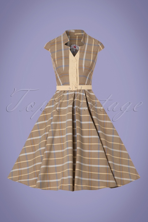 Miss Candyfloss - Romina Sandy Swing-Kleid in Tartan-Gelb 3
