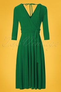 Vintage Chic for Topvintage - Lenora midi-jurk in smaragdgroen 2