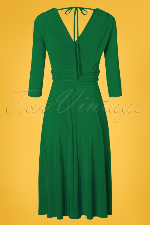Vintage Chic for Topvintage - Lenora midi-jurk in smaragdgroen 3
