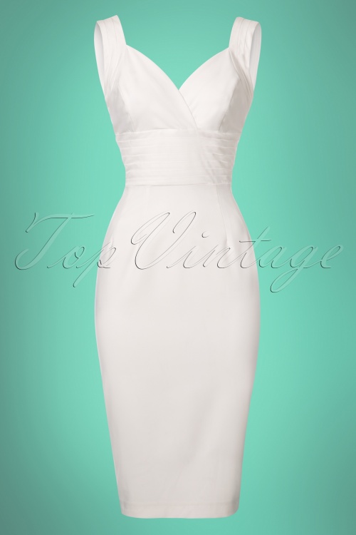 Glamour Bunny - 50s Trinity Pencil Dress in Off White 4