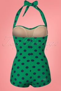 Esther Williams - 50s Classic Polkadot One Piece Swimsuit in Green and Navy 5