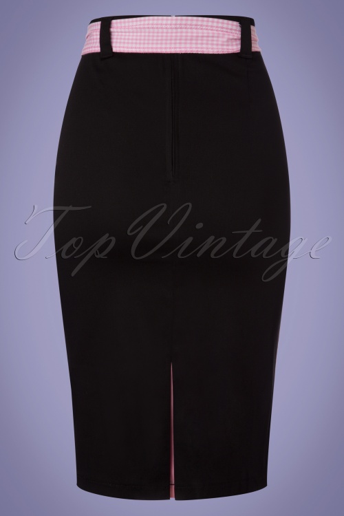 Banned Retro - 50s Grease Pencil Skirt in Black and Pink 3