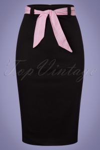 Banned Retro - 50s Grease Pencil Skirt in Black and Pink 2