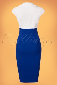 Glamour Bunny - 50s Lexy Pencil Dress in Royal Blue and White 5