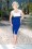Lexy Pencil Dress Années 50 en Bleu Roi et Blanc
