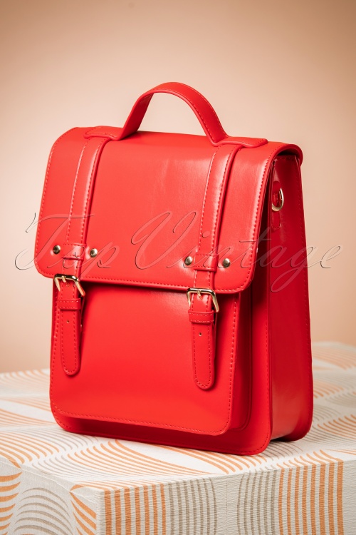 Banned Retro - Cohen Handbag Années 60 en Rouge Radieux 4