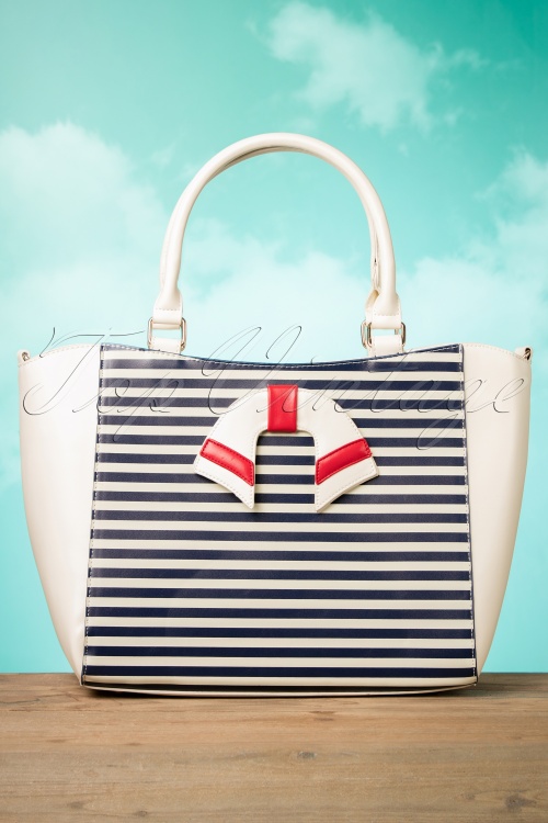 Banned Retro - Nautical Vibes Vintage Handbag Années 50 en Crème