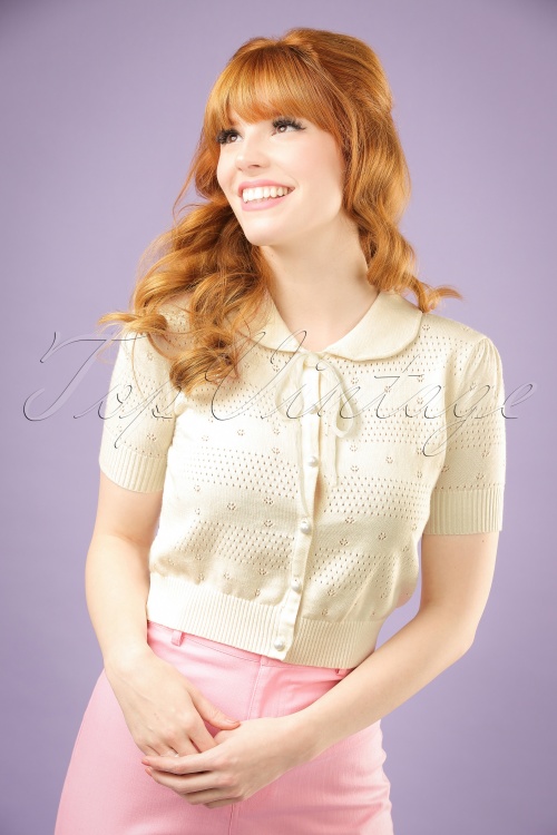 Collectif Clothing - 40s Carly Cardigan in Ivory White 4