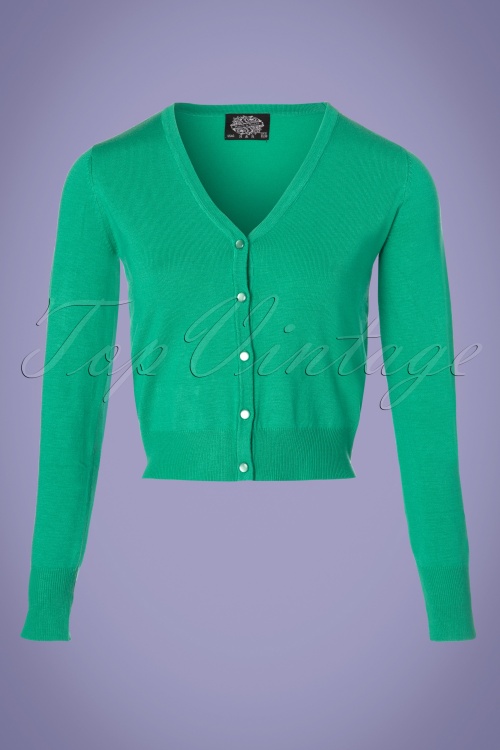 Hearts & Roses - 50s Eva Cardigan in Aqua Green