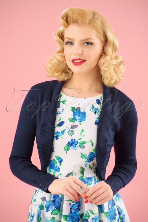 Collectif Clothing - 50s Jean Knitted Bolero in Navy