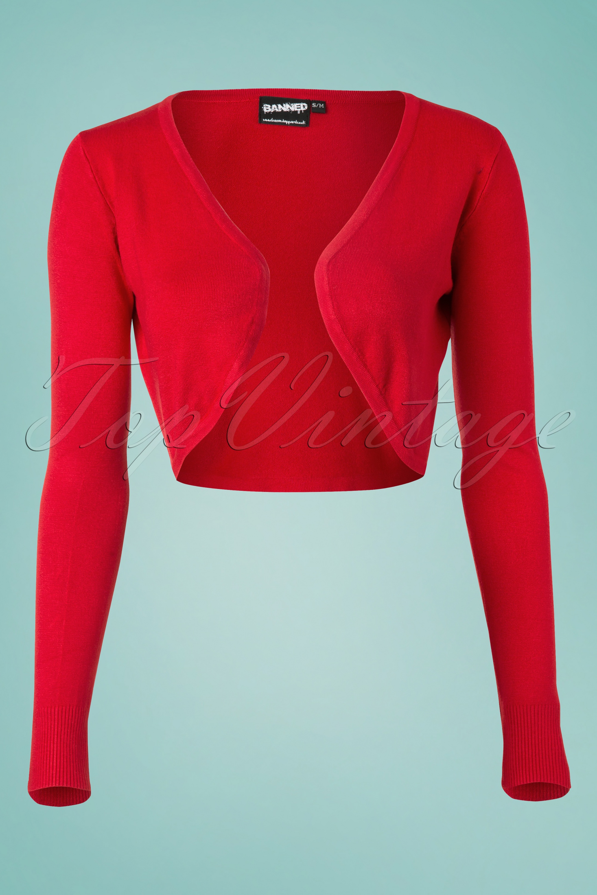 Banned Retro - Vintage flikkert Bolero in rood