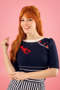 Collectif Clothing - Armanda Lobster Jumper Années 50 en Bleu Marine