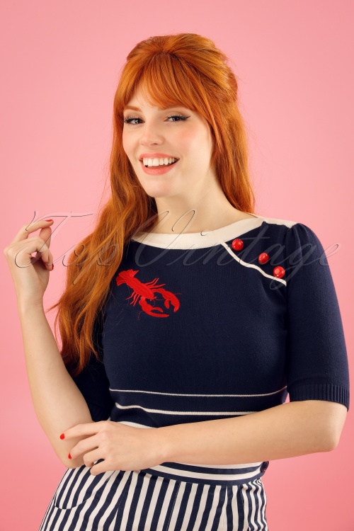 Collectif Clothing - 50s Armanda Lobster Jumper in Ivory