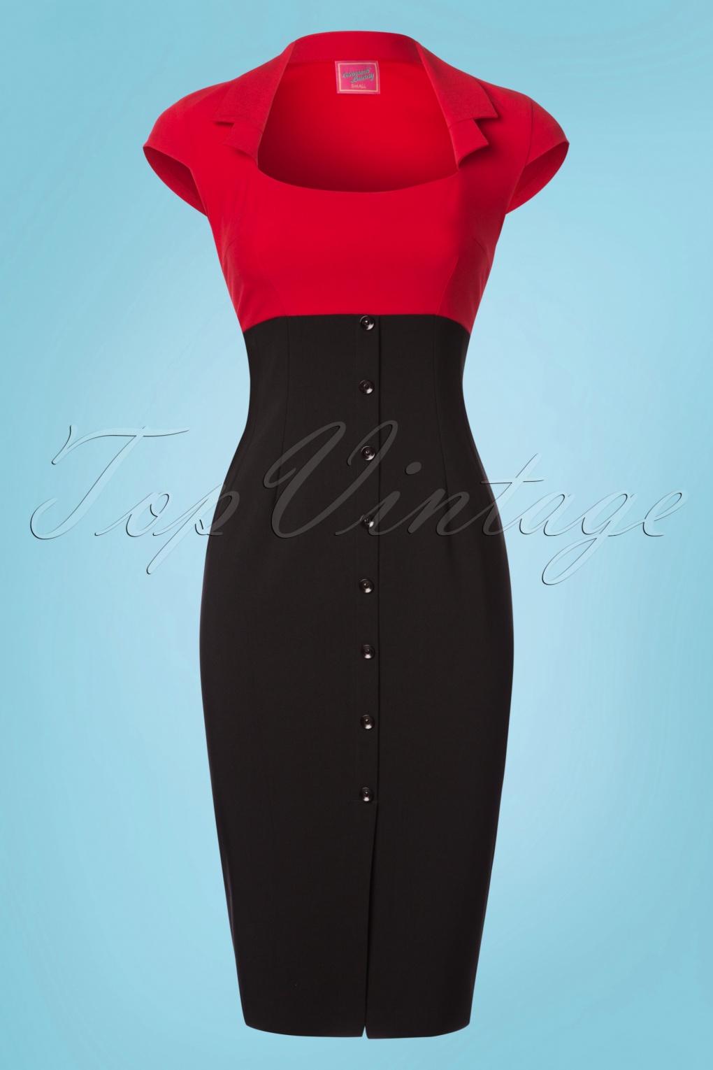 50s Lexy Pencil Dress in Black and Red