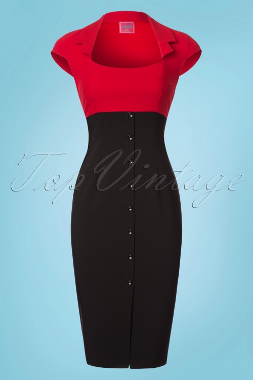 Glamour Bunny - 50s Lexy Pencil Dress in Black and Red 3